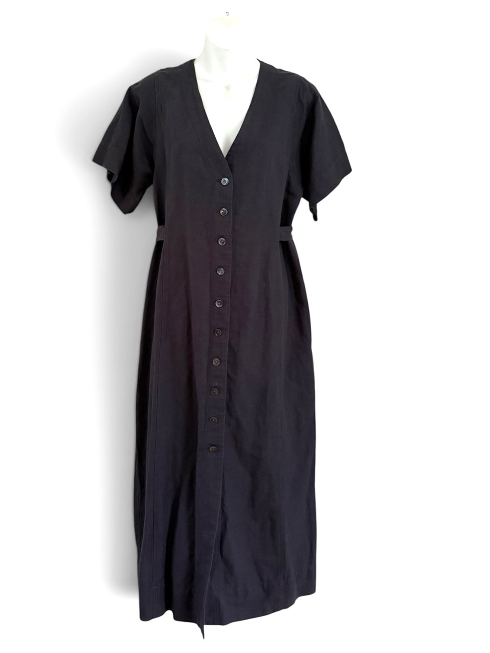 Alex Mill Collette Dress in Twill size medium washed black linen blend NWT